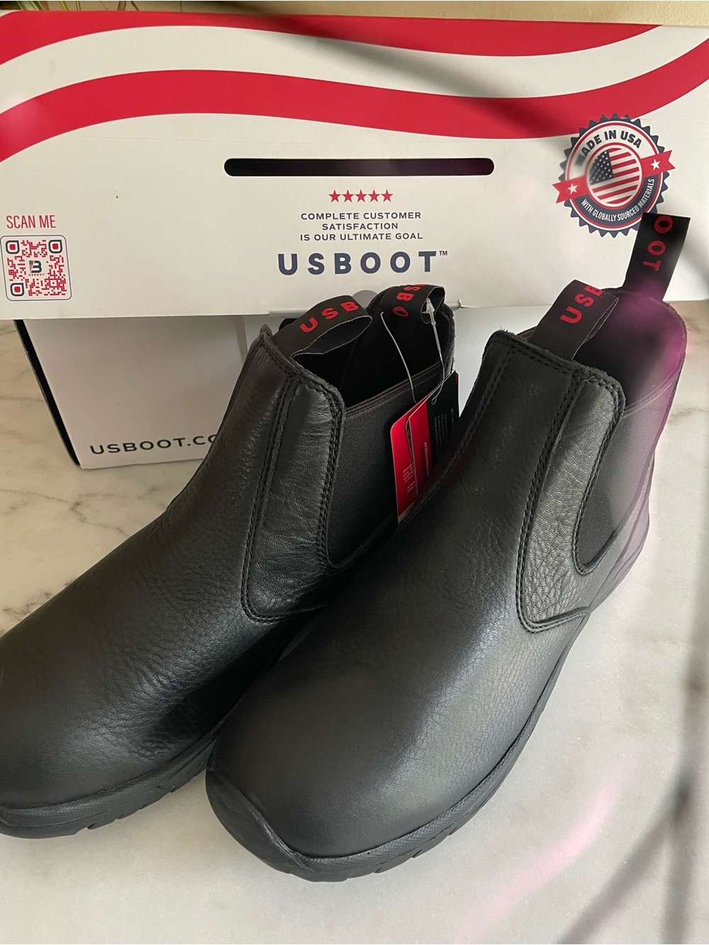 US BOOT Men’s Black Leather size 10 but fits like 11.  Work Boots
